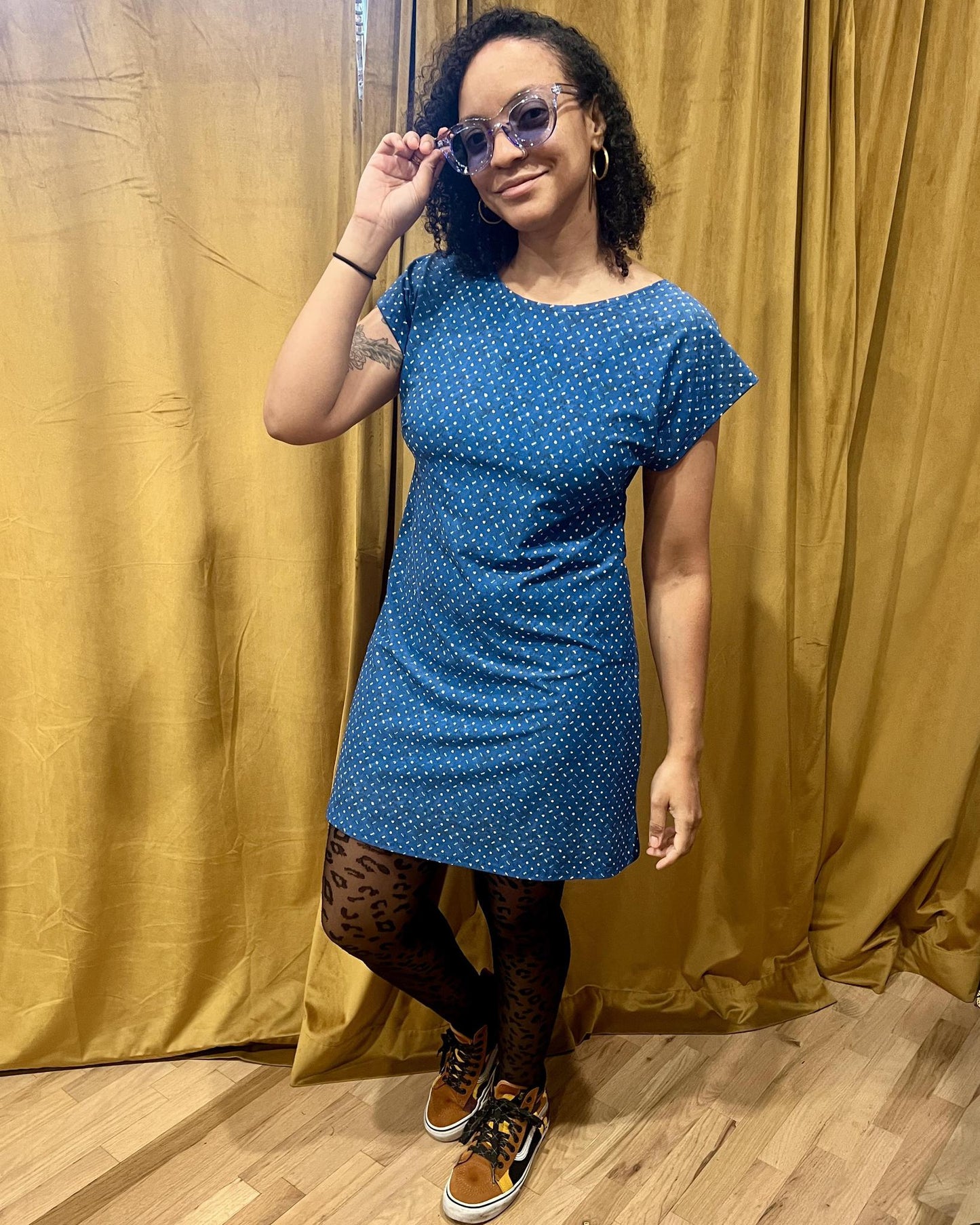Fayru Faye Dress in Blue Speckled Print