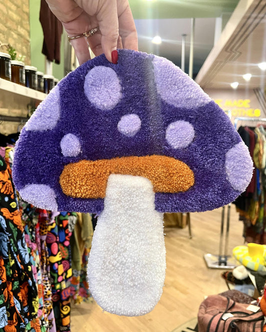 Hi Cutie Mushroom Wall Hanging in Purple and Lilac