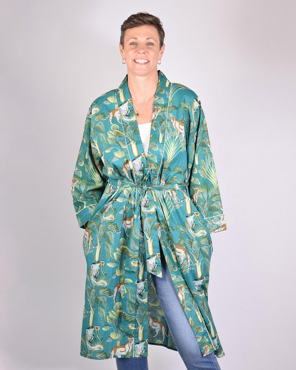 Txtile Lightweight Cotton Robe - Monkey Forest