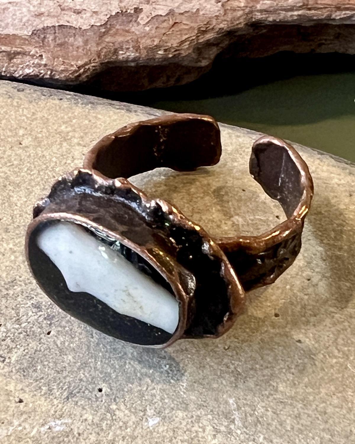 Pajaro Negro Racoon Canine Antiqued Ring