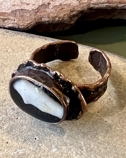 Pajaro Negro Racoon Canine Antiqued Ring