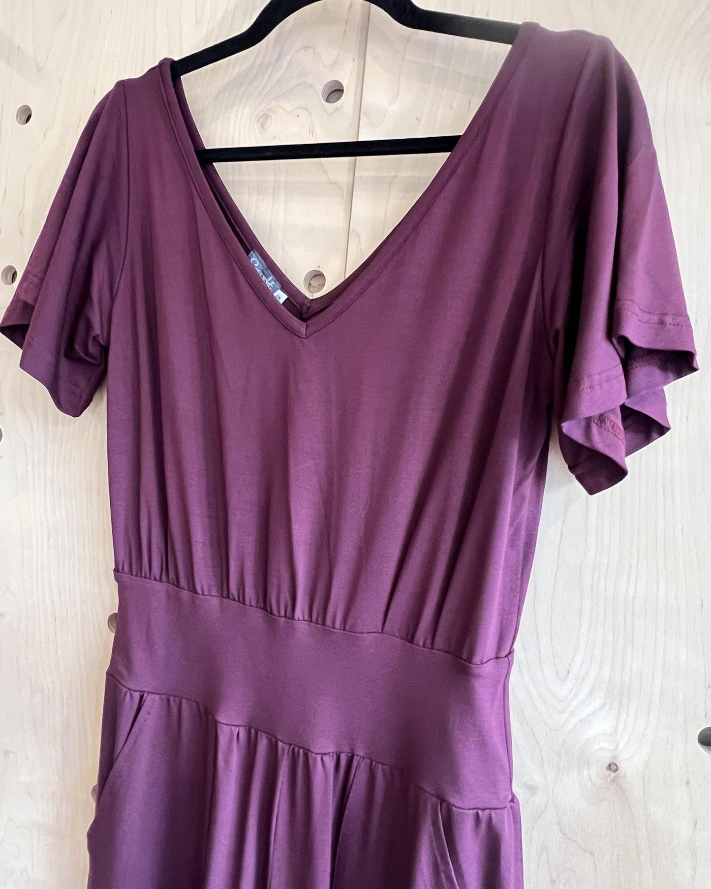 Squasht Jumpsuit with Bell Sleeves in Merlot