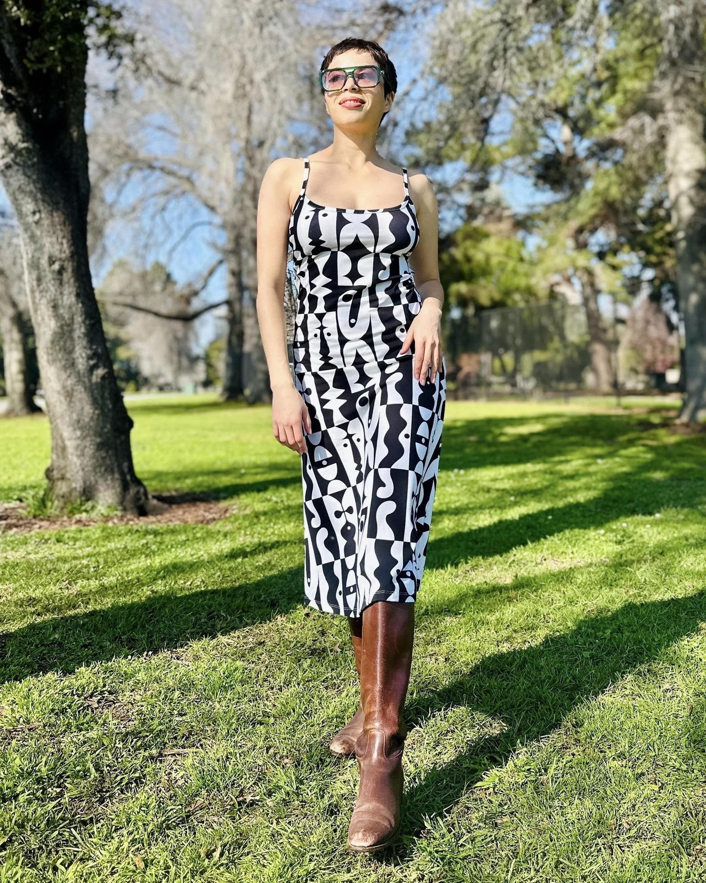 Nooworks Spaghetti Slip Dress in Illusions