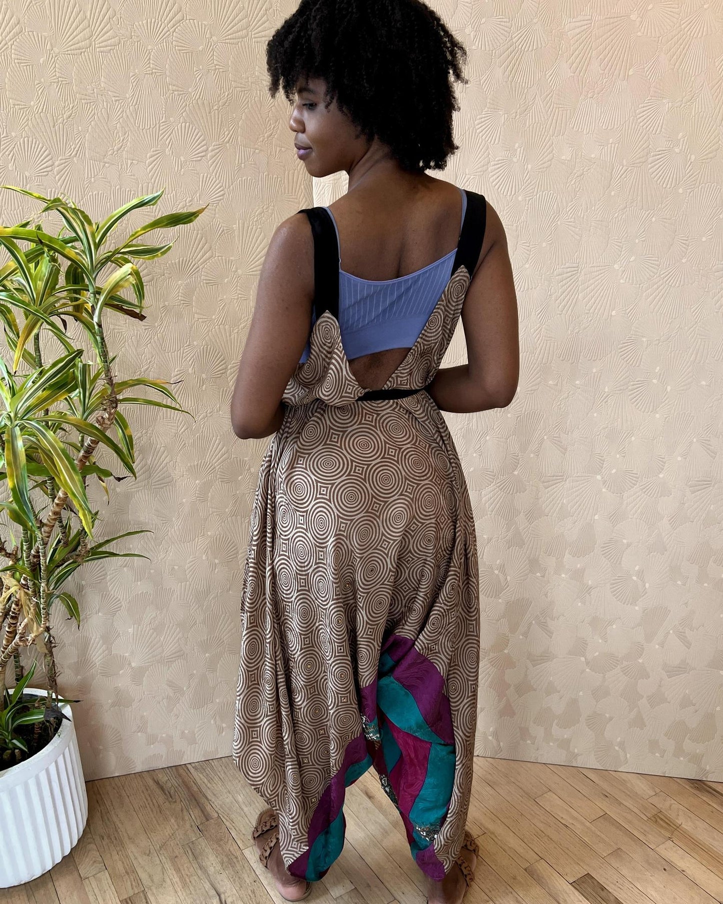 Indie Ella Zatanna Boho Silk Jumpsuit in Desert Sands
