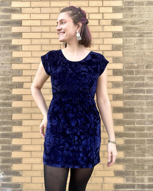 Frankie Four Peggy Dress Navy Velvet - SALE - Size Medium, XL