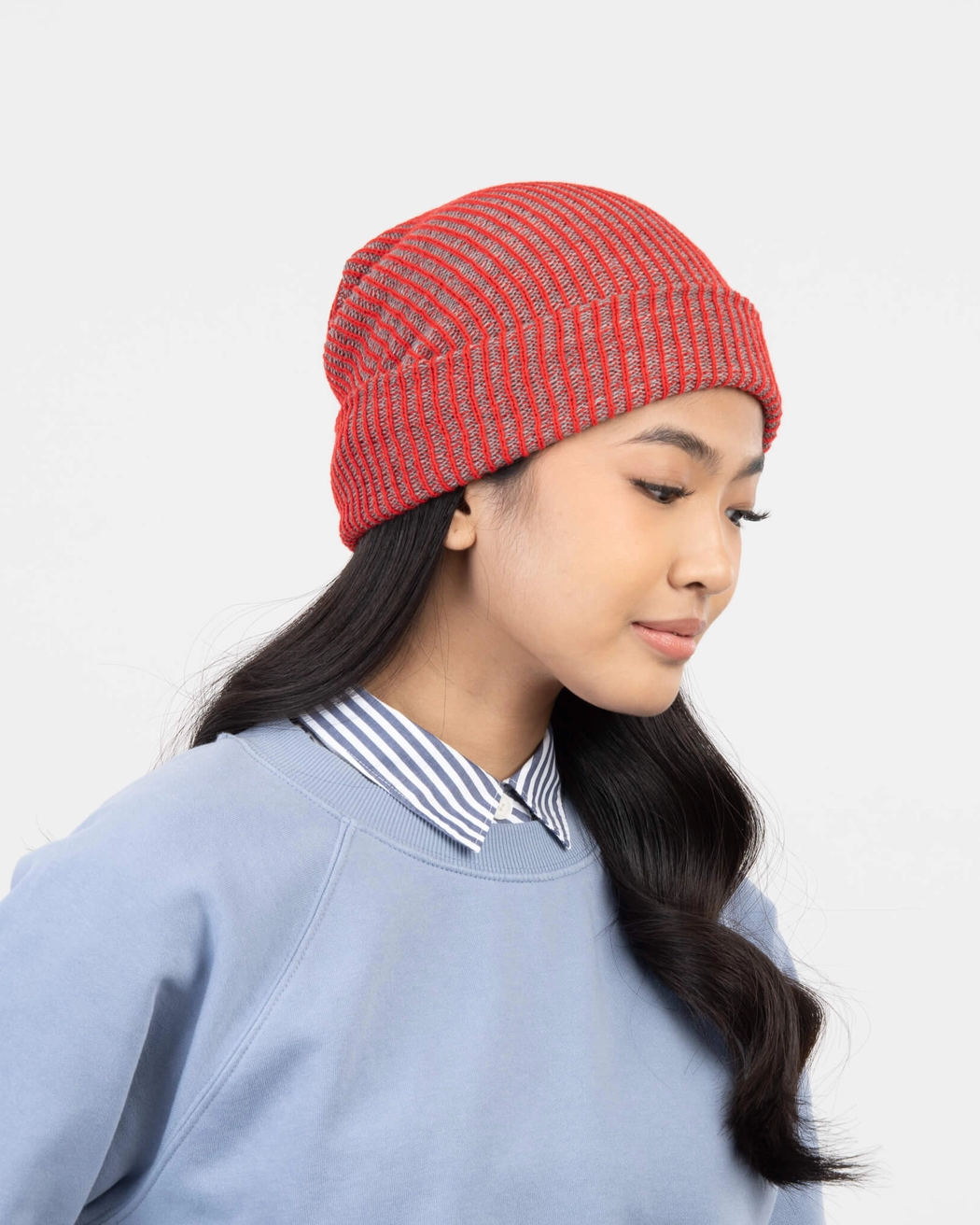 Verloop Simple Rib Knit Beanie Hat in Moss Poppy