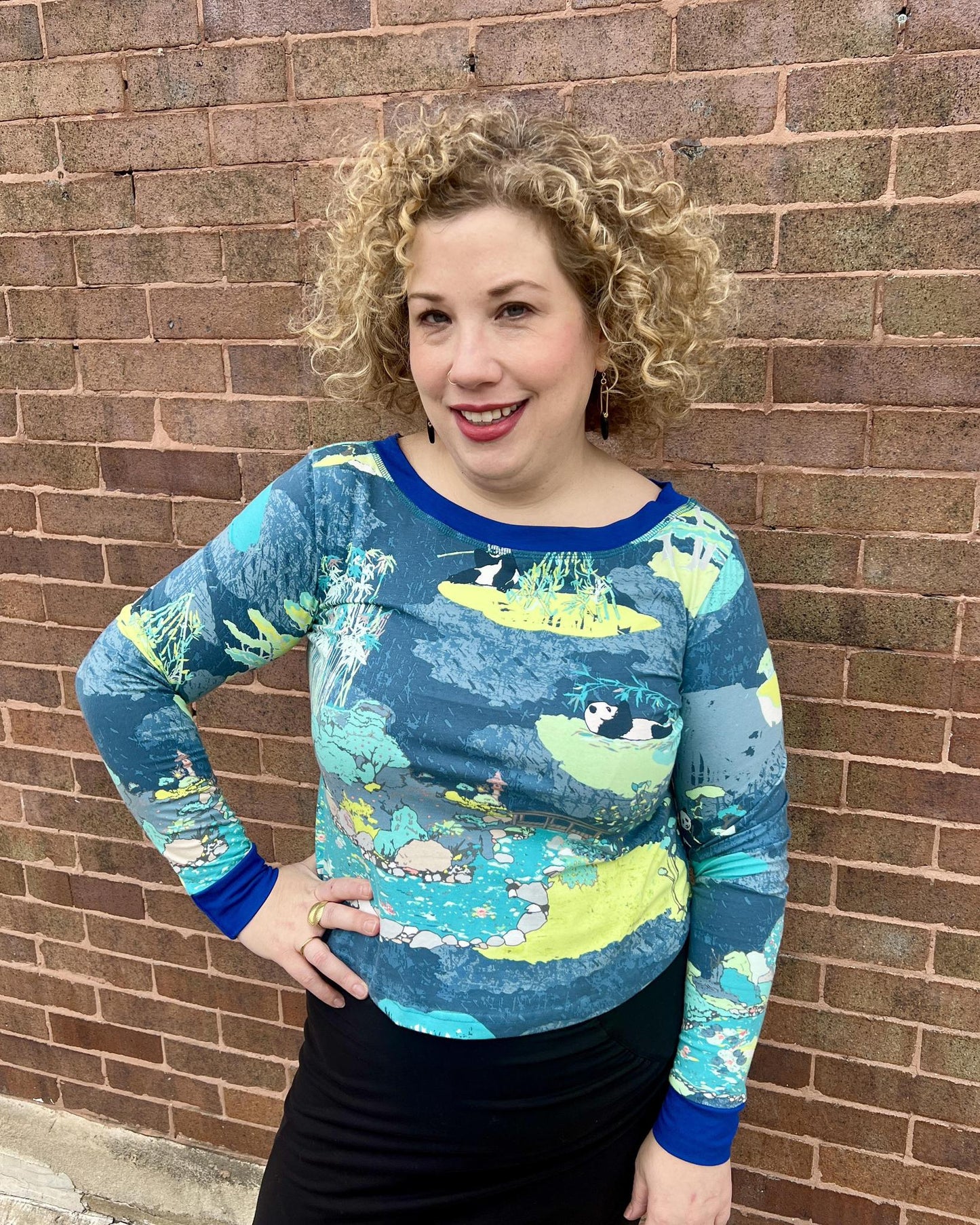 Squasht Long Sleeve Croppish Tee in Panda Party