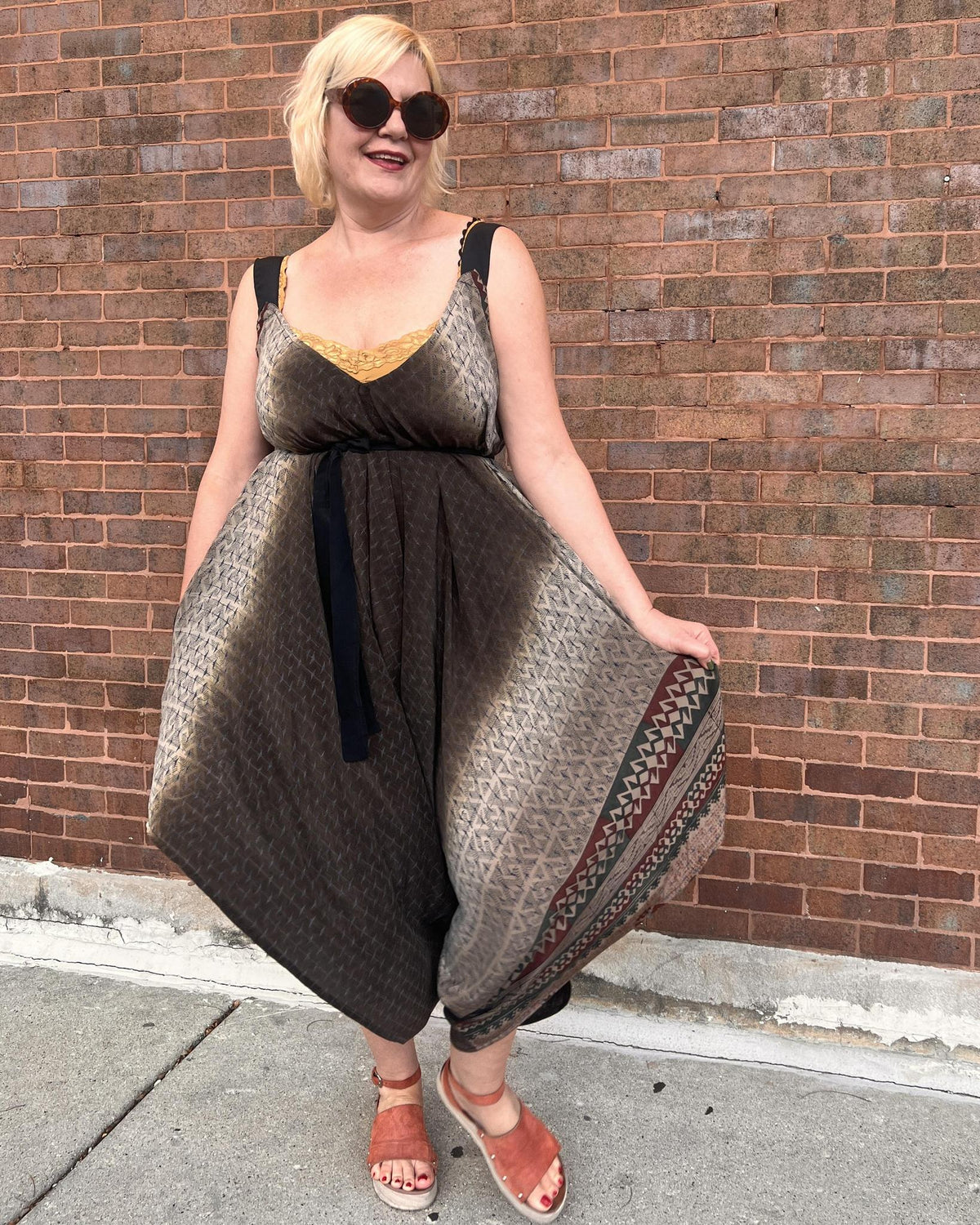 Indie Ella Zatanna Boho Silk Jumpsuit in Dark Cocoa