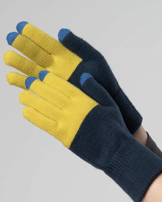 Verloop Color Block Touchscreen Gloves in Golden Olive Navy