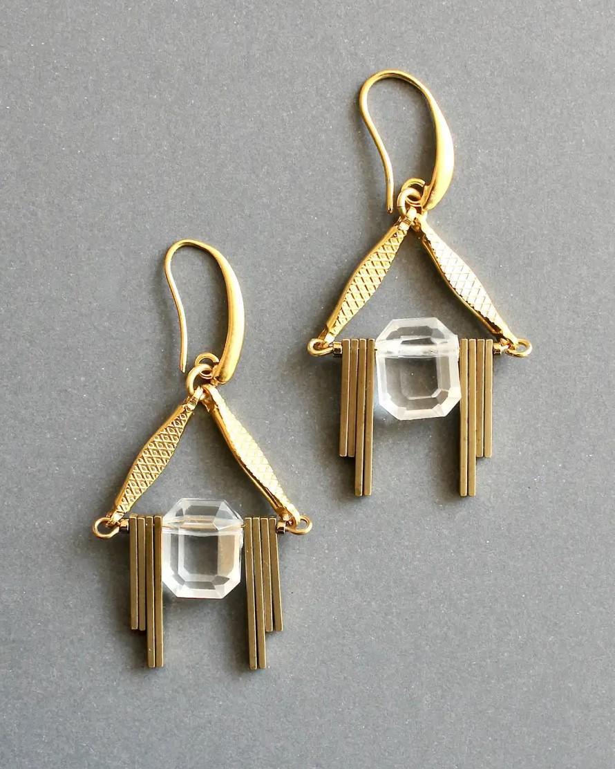David Aubrey Acrylic and Brass Geometric Earrings