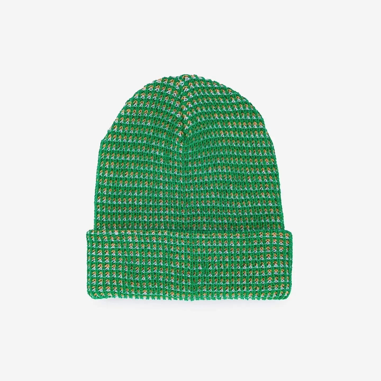 Verloop Simple Grid Rib Knit Beanie Hat in Kelly Green