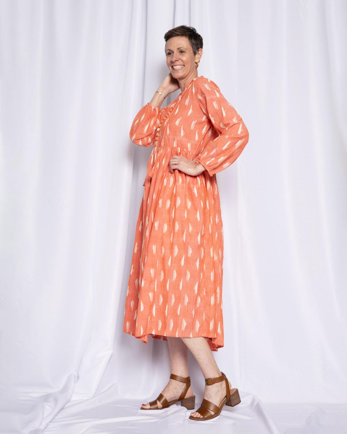 Txtile Arabella Resort Dress in Coral Ikat