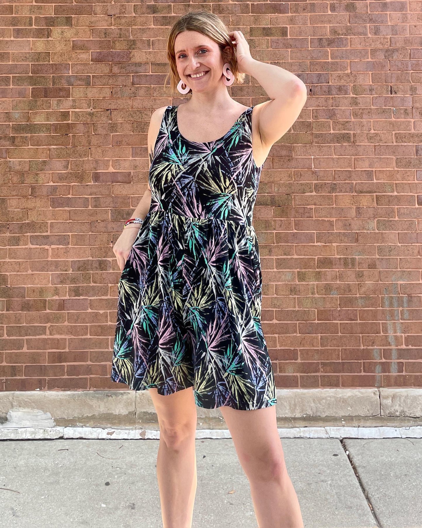 Fayru June Romper Black Palm Leaves Print - SALE