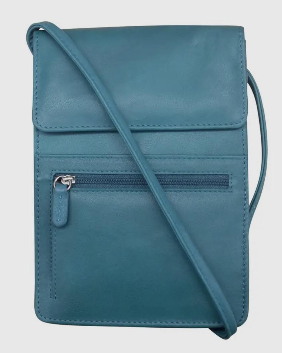 ili Leather Organizer on a String - Jeans Blue