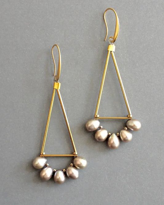 David Aubrey Freshwater Pearl Geometric Earrings