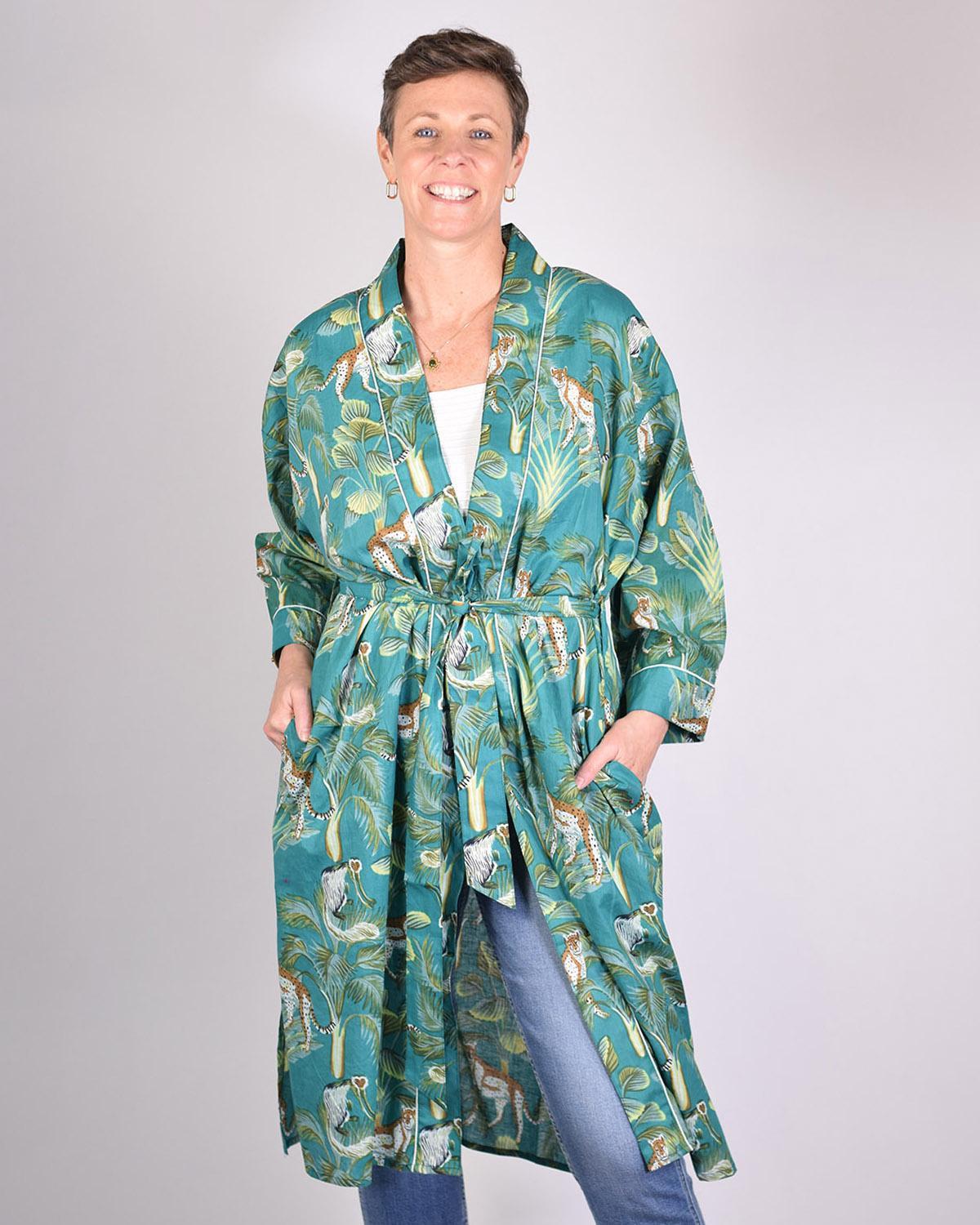 Txtile Lightweight Cotton Robe - Monkey Forest