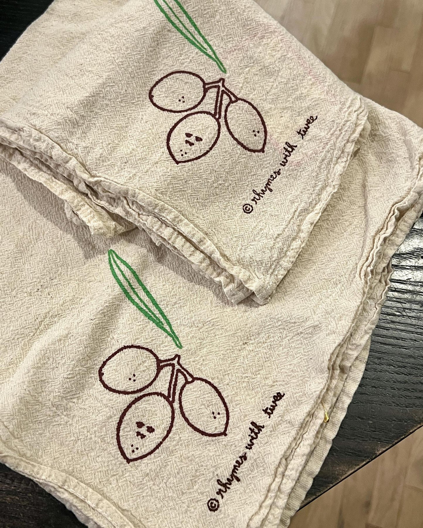 Rhymes with Twee Veggie Vampire Tea Towel - Amal Olive