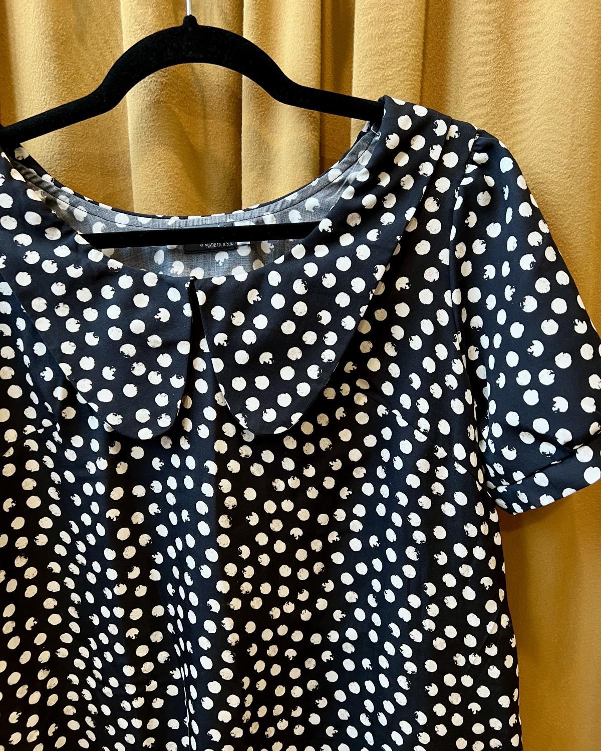 Squasht Charlotte Dress in Black with White Distressed Dots