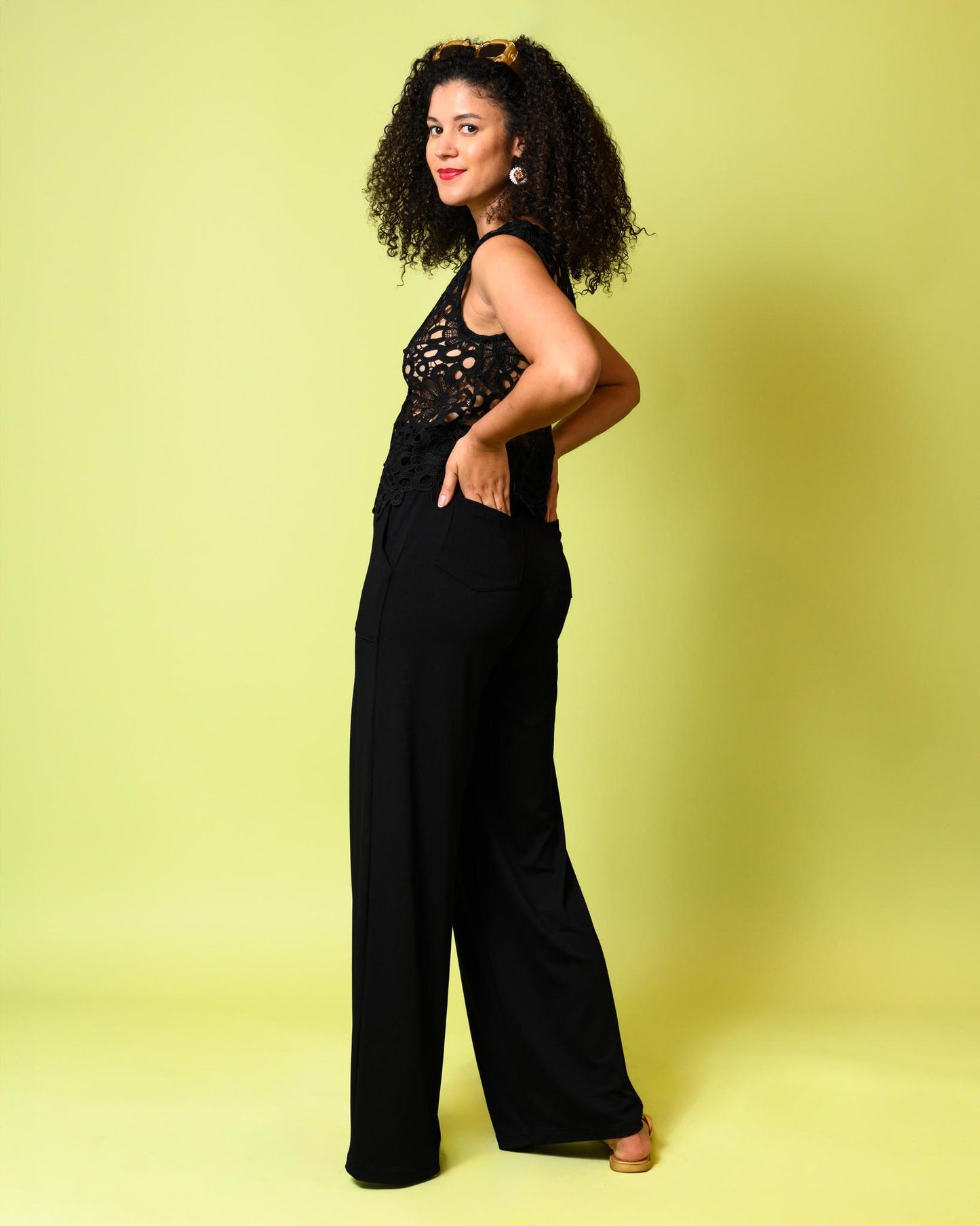 Squasht Flora Shell Top in Solid Black Lace - SALE - Size XS, Small - Final Sale