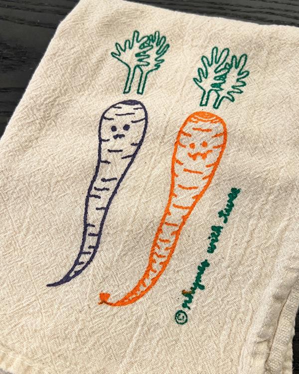 Rhymes with Twee Veggie Vampire Tea Towel - Cara & Sara Carrots