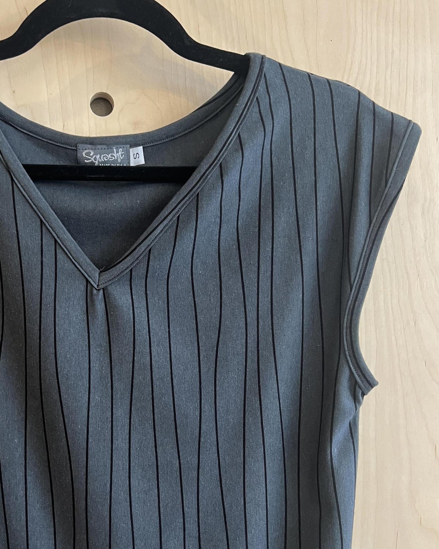 Squasht Banded Tee in Gray Lines Print