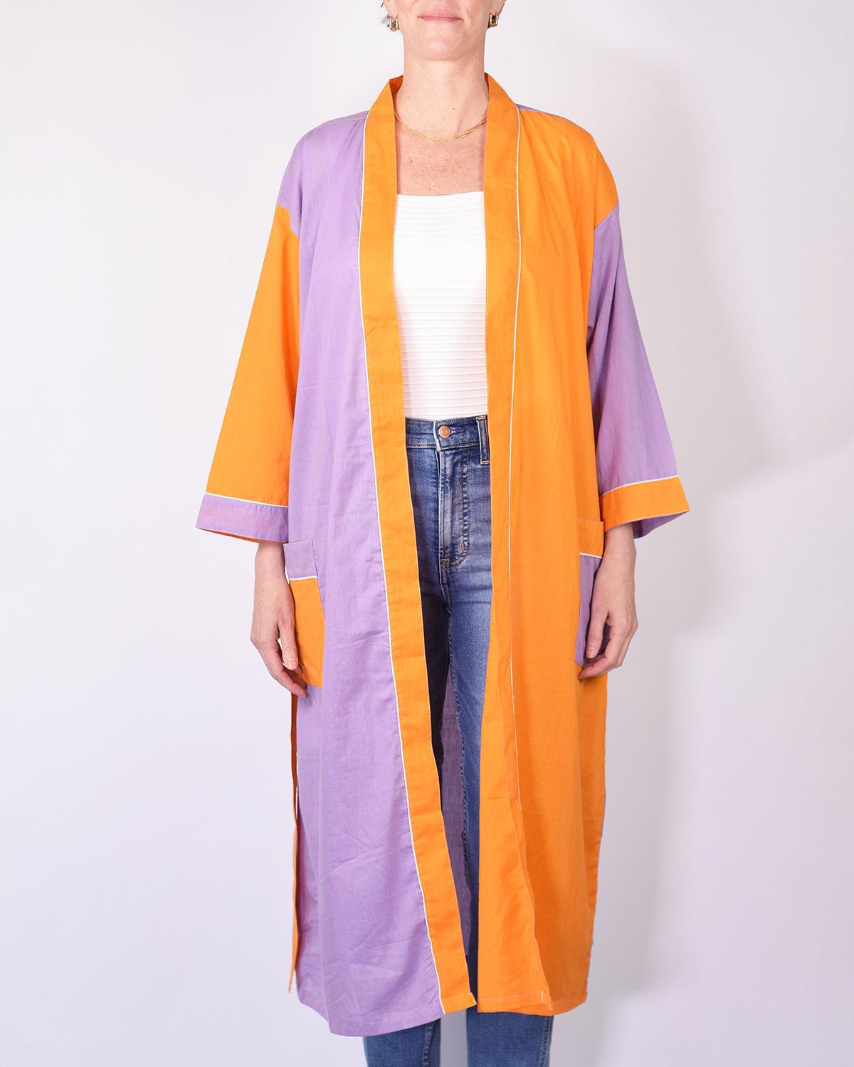 Txtile Lightweight Cotton Robe - Dream Pop Two Tone Orange & Purple