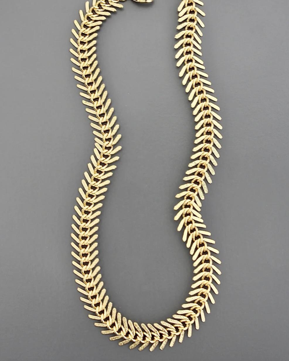 David Aubrey Gold Chain Fish Bone Necklace