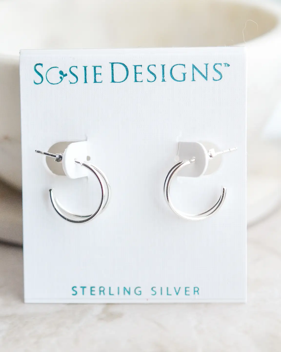 Sosie Design Sterling Silver Double Half Hoop Studs