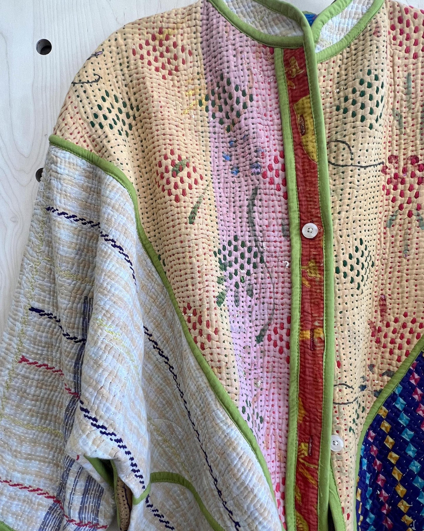 Txtile Ellie Quilted Reversible Patchwork Kantha Jacket in Devi