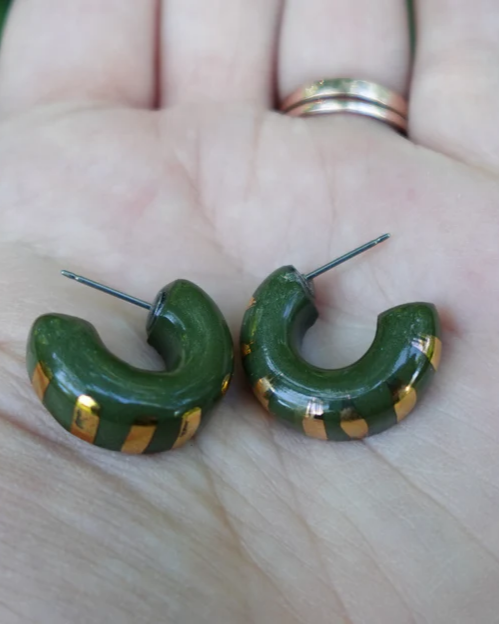 Lilikoi Project Radiant Hoops in Moss