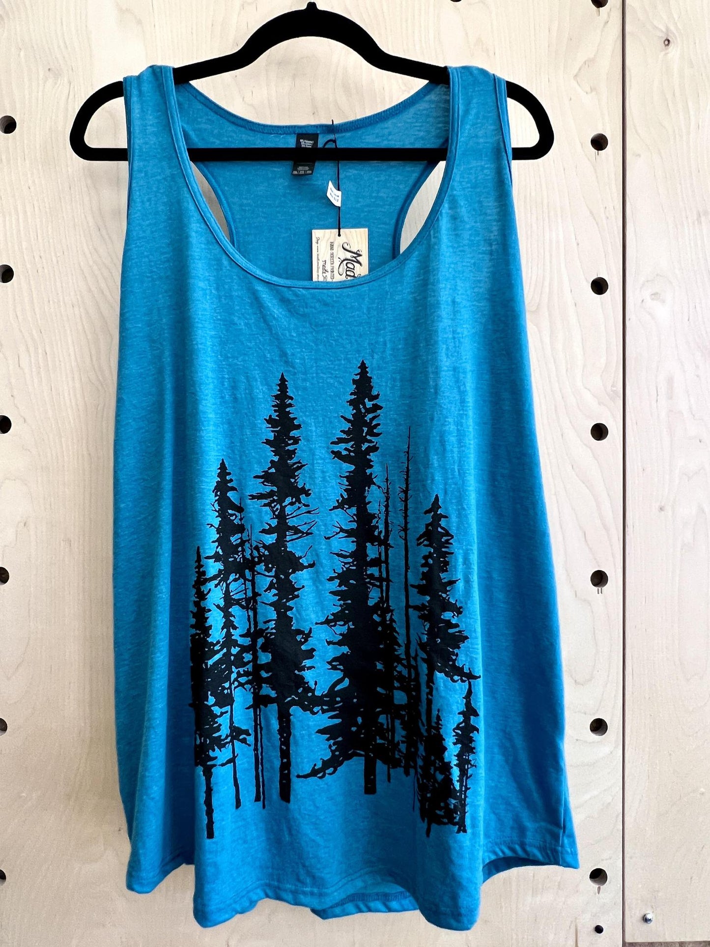 Mad Love Tank Top in Teal with Evergreens - size 2XL