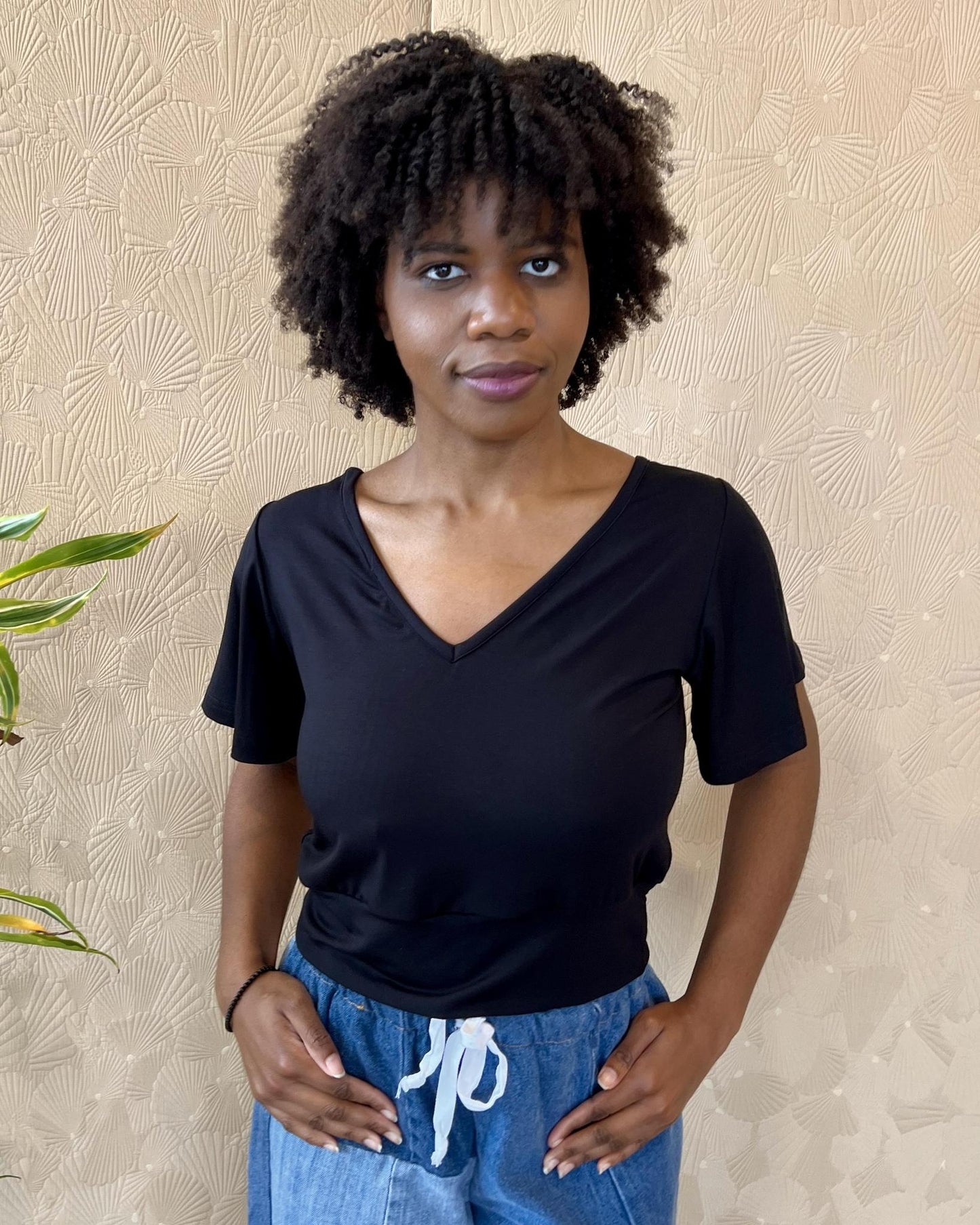 Squasht Bell Sleeve Ballet Top in Black