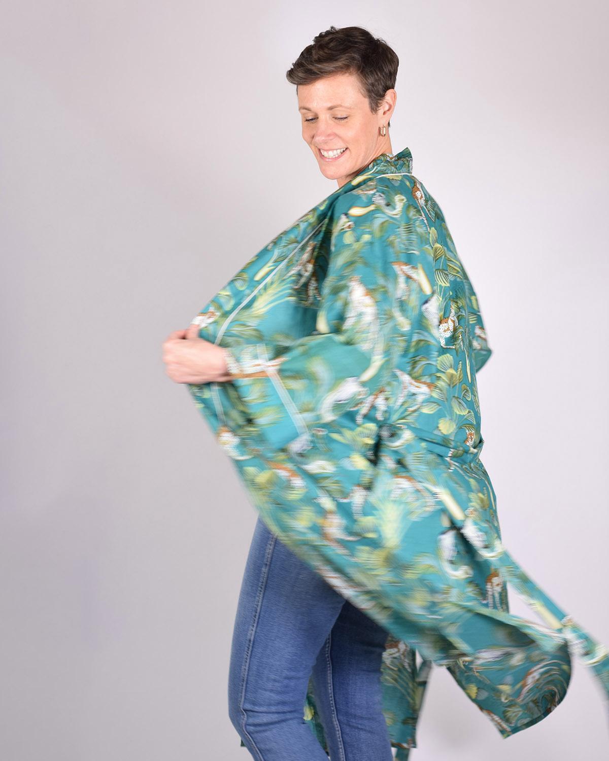 Txtile Lightweight Cotton Robe - Monkey Forest