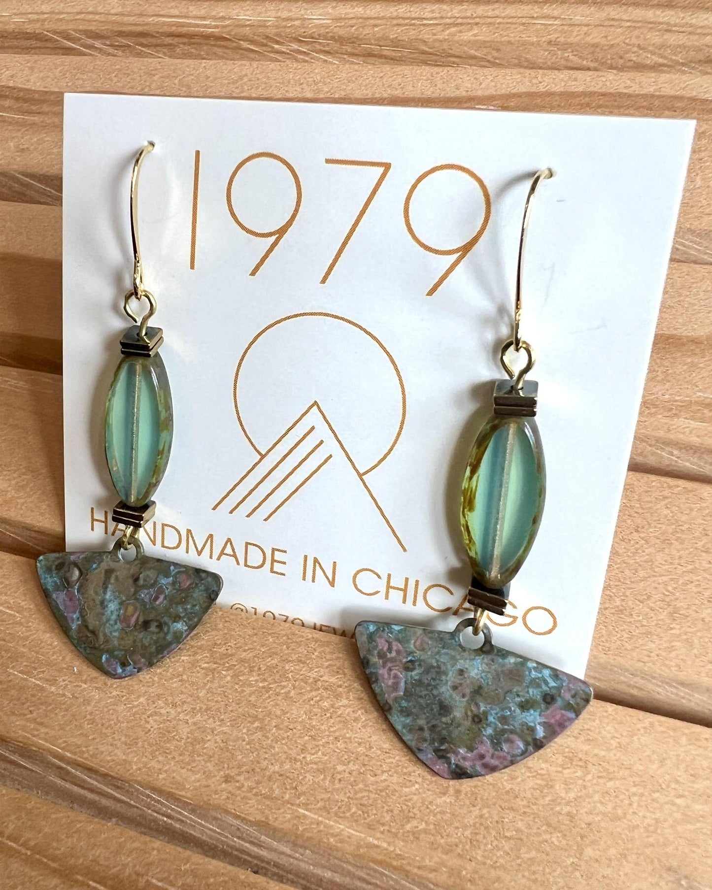 1979 Jewelry Brass Earrings Sea Side Dangles