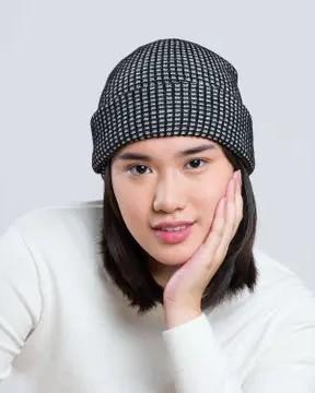 Verloop Simple Grid Rib Knit Beanie Hat in Indigo