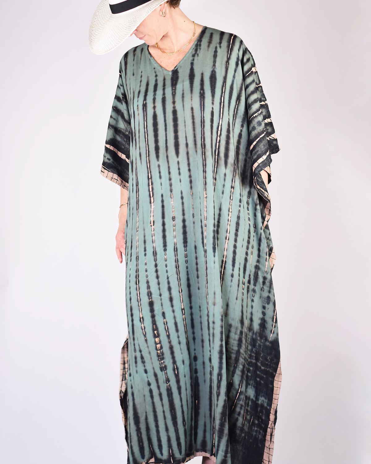 Txtile Tie Dye Kaftan/ Swim Cover Up - Green Jungle