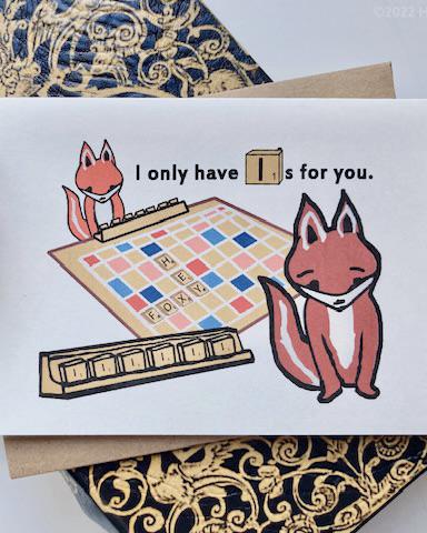 Heilo Love Card I Only Have I-s For You Fox Scrabble
