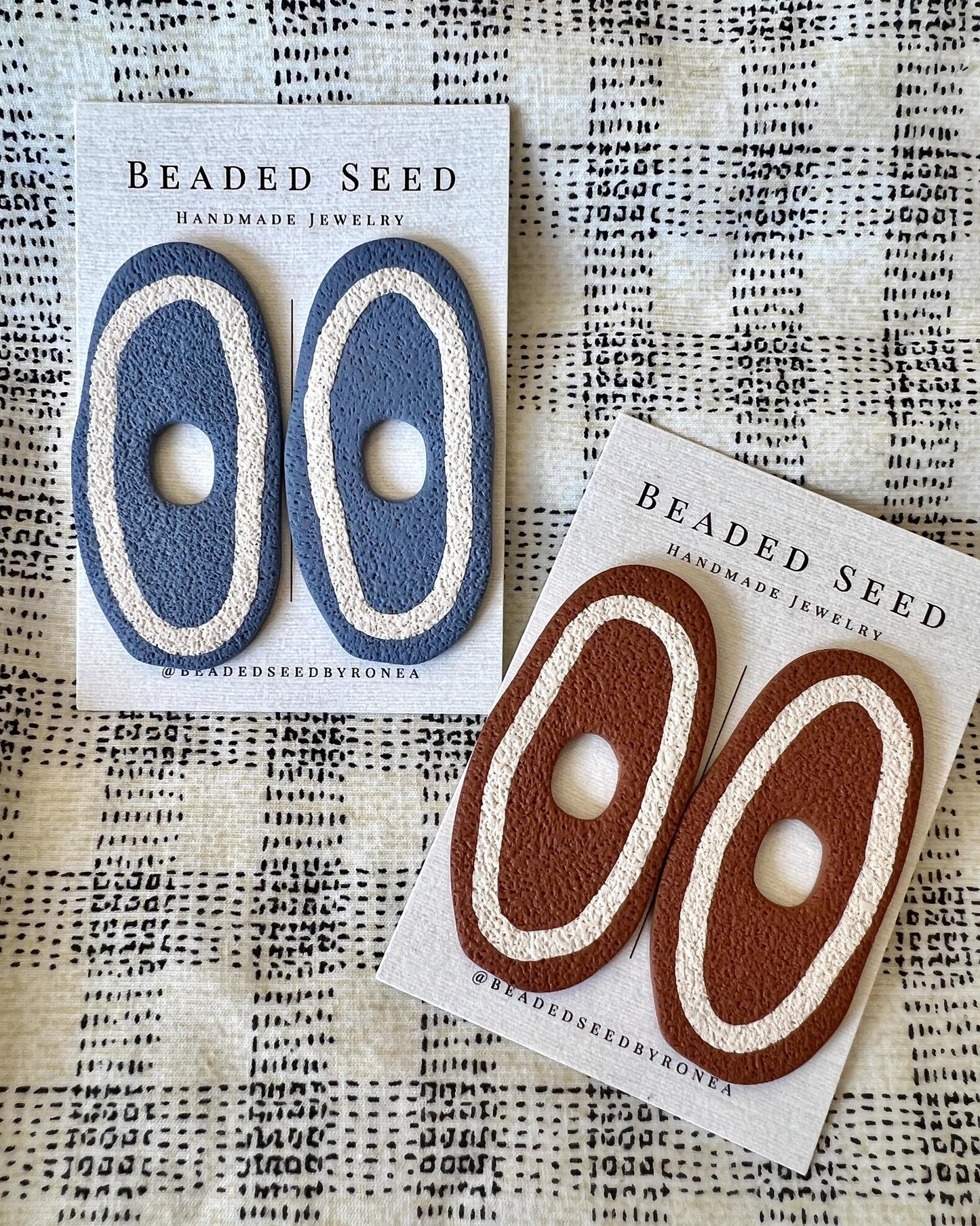 Beaded Seed by Ronea Bruce Earrings in Dusty Blue