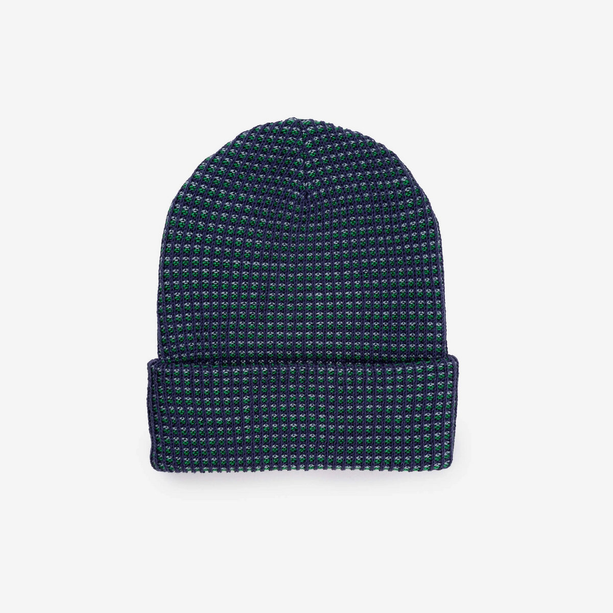 Verloop Simple Grid Rib Knit Beanie Hat in Indigo