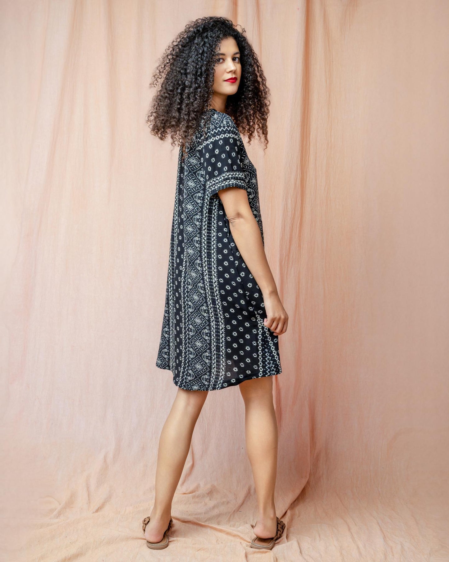 PRE-ORDER Squasht Winifred Dress in Black & White Bandana Print
