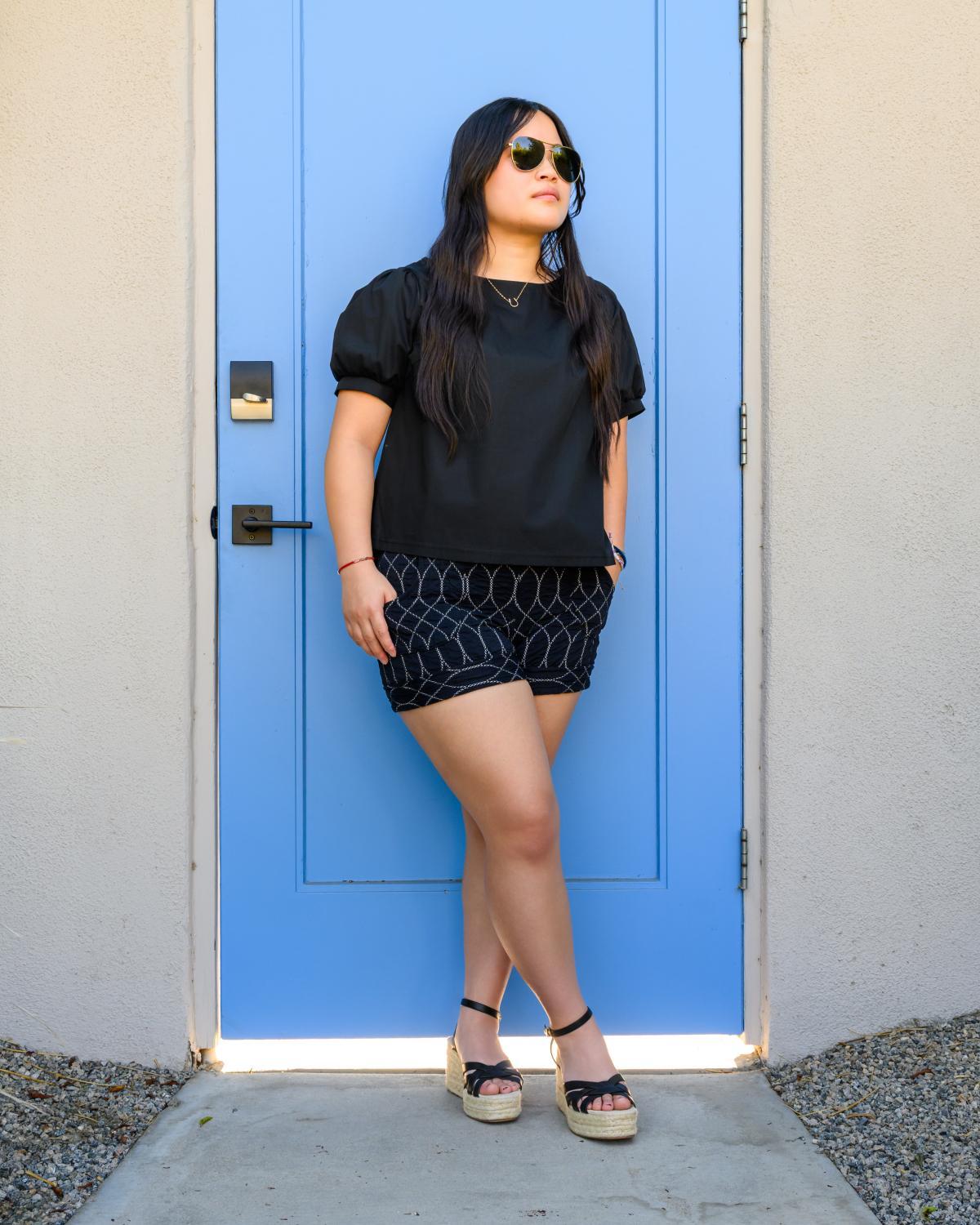Squasht Puff Sleeve Top in Solid Black