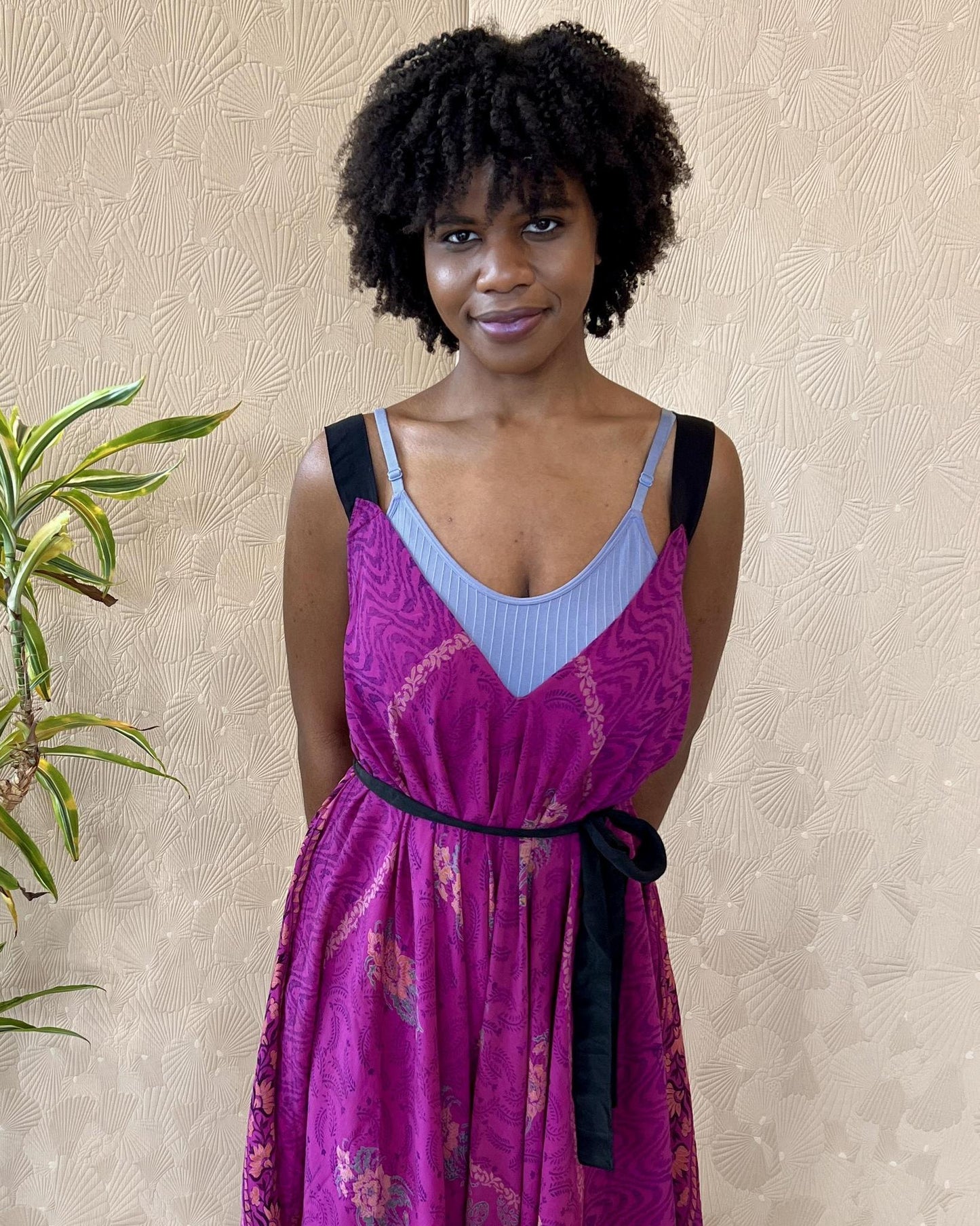 Indie Ella Zatanna Boho Silk Jumpsuit in Fuschia Flourish