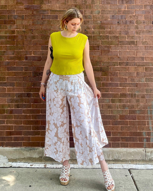 Tangerine Temple Samurai Pants - Beige Flower - SALE