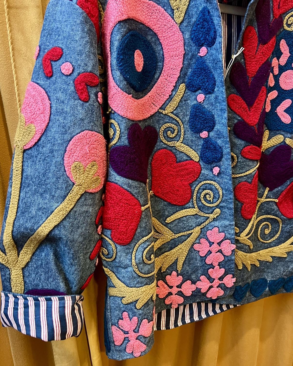 Txtile Fuschia Denim Suzanni Embroidered Jacket