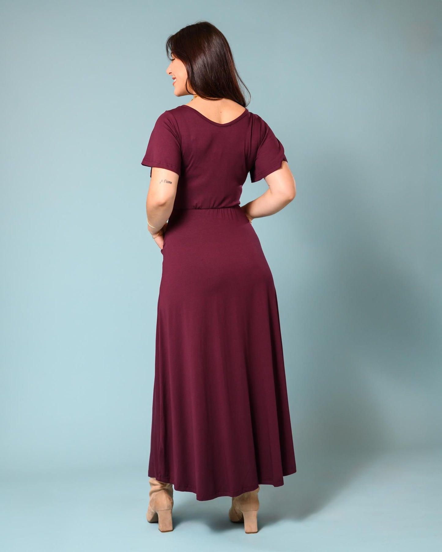 Squasht Lillia Sleeved Maxi Dress in Merlot