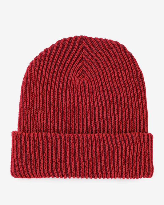 Verloop Simple Rib Knit Beanie Hat in Ruby Red