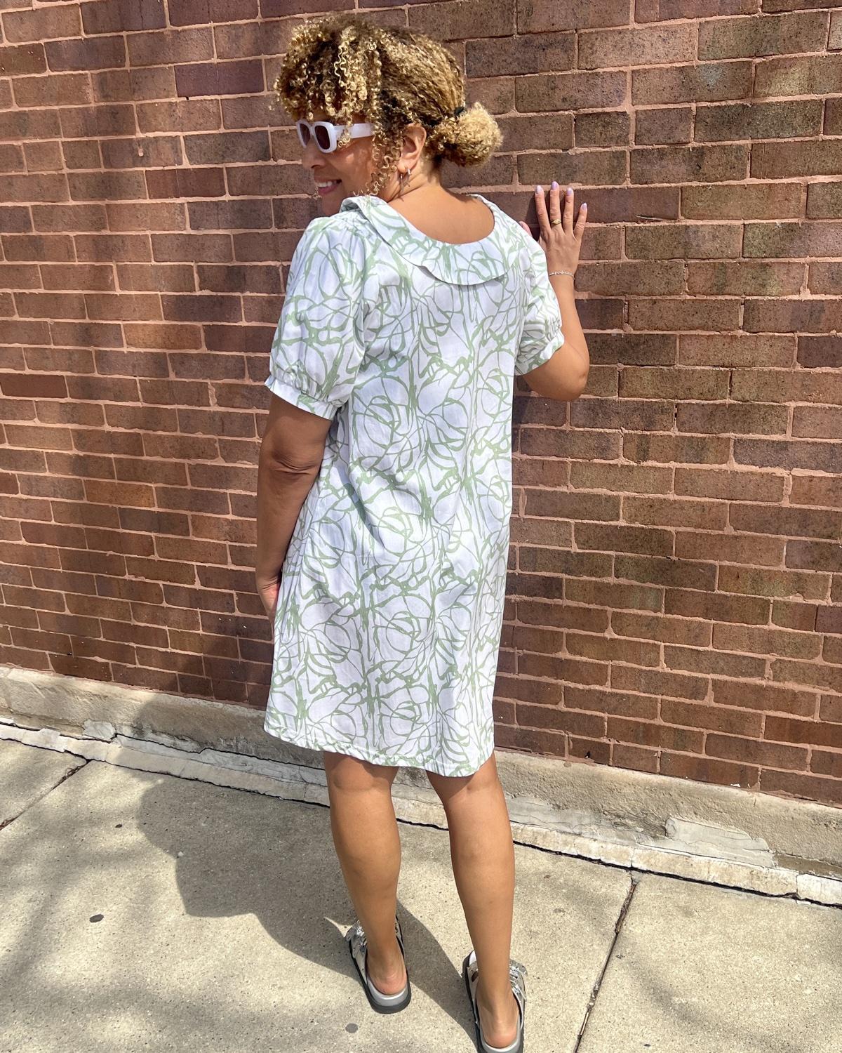 Squasht Charlotte Dress in Sage Vines