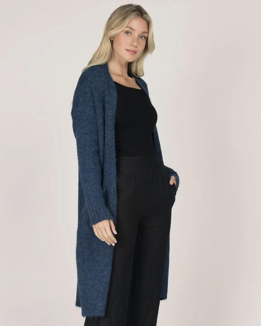 M Rena Open Front Duster Cardigan in Navy Peony