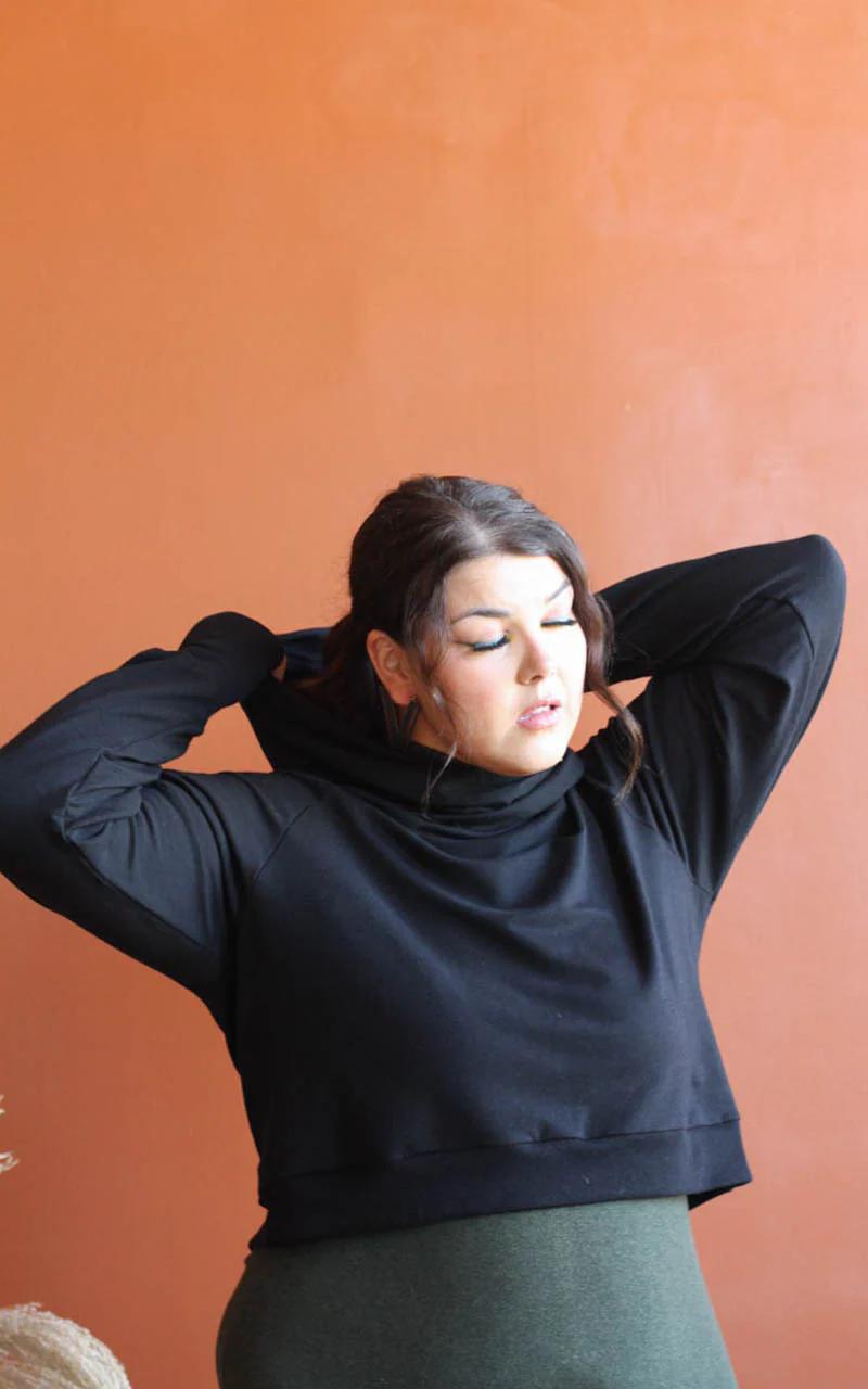 Wulfka Audrey Cropped Hoodie with Thumbholes in Sky Blue