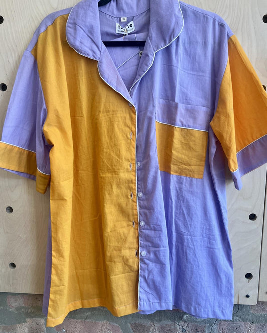 Txtile Button Up Shirt - Pajama Style - Dream Pop Orange & Purple - SALE